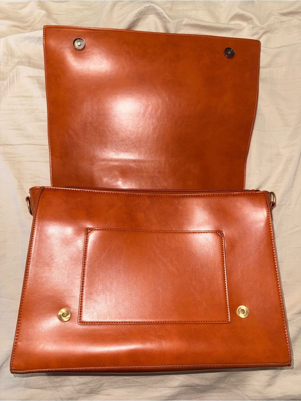 Women's Laptop Briefcase in Cognac Brown with Perforated Detail - Picture 5 of 6